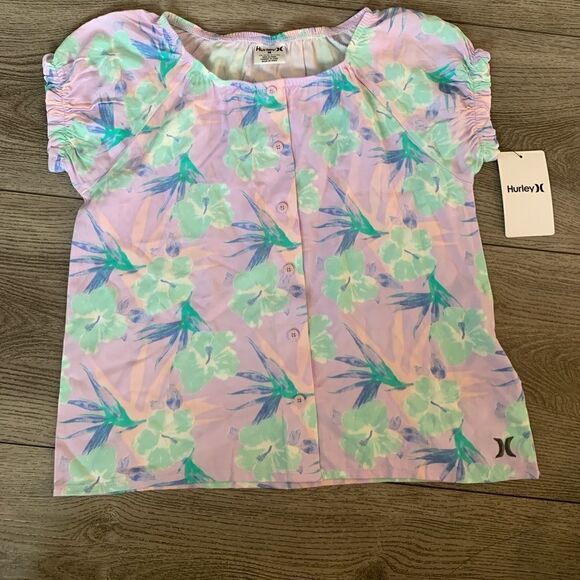 Hurley girls light lavender top very beautiful floral print - Picture 1 of 3